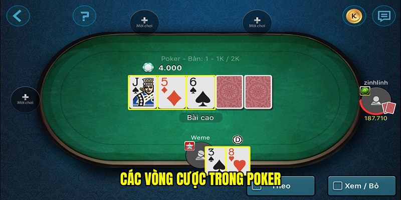 Các vòng cược trong Poker